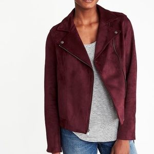 Suede moto jacket.